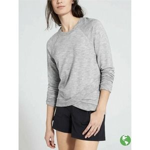 Athleta Criss Cross Sweatshirt Grey Long Sleeve Soft Cozy Womens Small